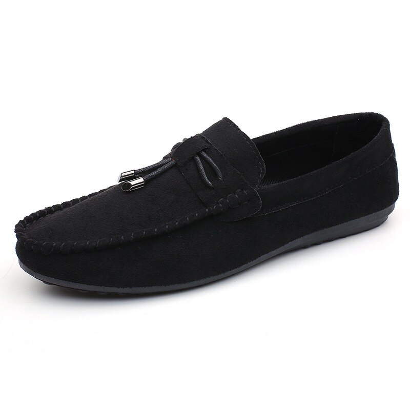 Men Casual Shoes Male Shoes Suede Soft Men Loafers Leisure Moccasins Slip On Men&#39;s Driving Shoes Black Red Man Lazy Shoe: black / 42