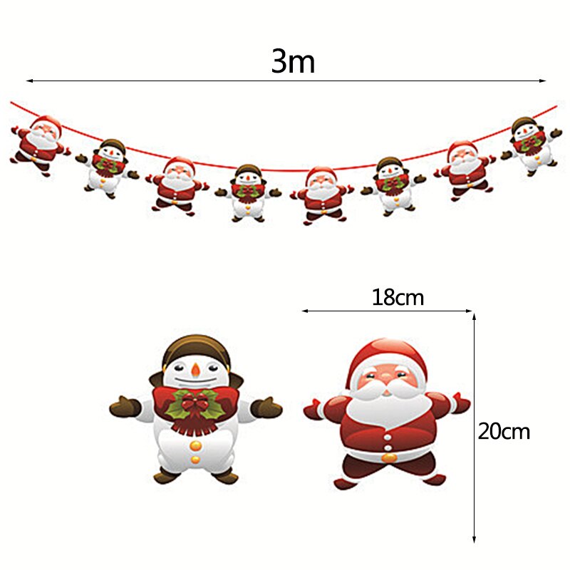 3m Länge Santa Claus Weihnachten Baum Zauberstab Hängen Papier Girlande Weihnachten Baum Dekoration Elch Socken Sterne freundlicher Frohe Weihnachten Banner: G06 santa Schneemann