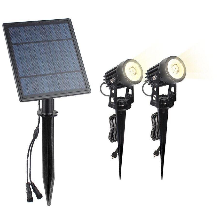 Thrisdar Solar Tuin Gazon Lamp Outdoor Led Solar Spike Spotlight Landschap Path Muren Boom Led Spotlight Solar Spike Gazon Licht: 2 Head  Warm White