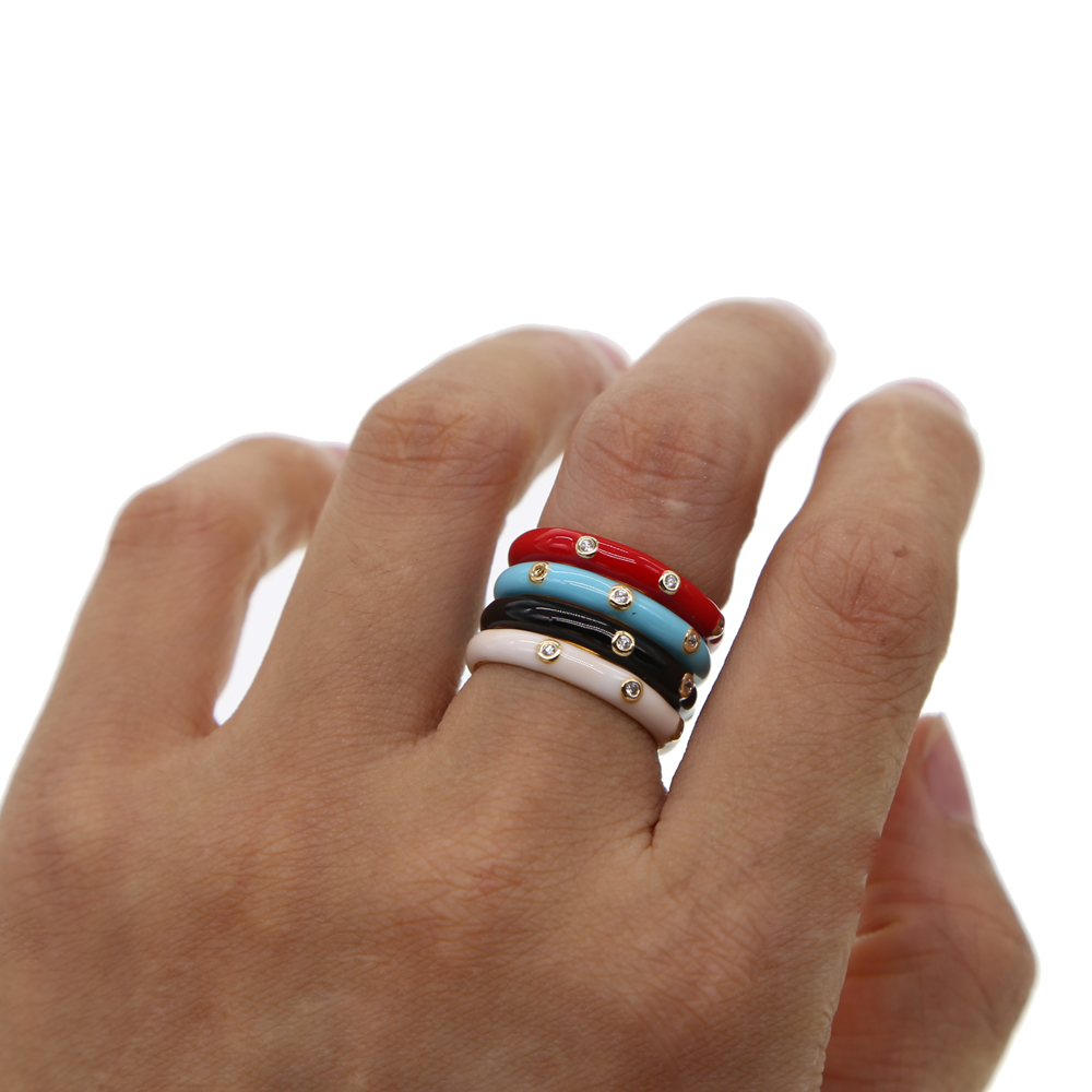 4 färger harts parringar för kvinnor män smycken pave tiny cz personlighet tjejer statement ring smycken