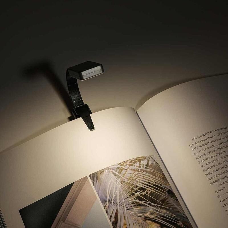Leseklemme lys på bok svart usb oppladbar fleksibel ledet øyebeskyttelse lesenattlys mini bærbar studentlampe