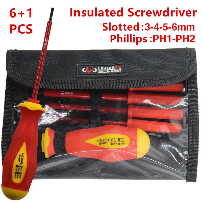 Geïsoleerde Schroevendraaier Set 7 Stuk 1000V Hoogspanning Geïsoleerde Elektricien Handje Opening Repair Tool Set
