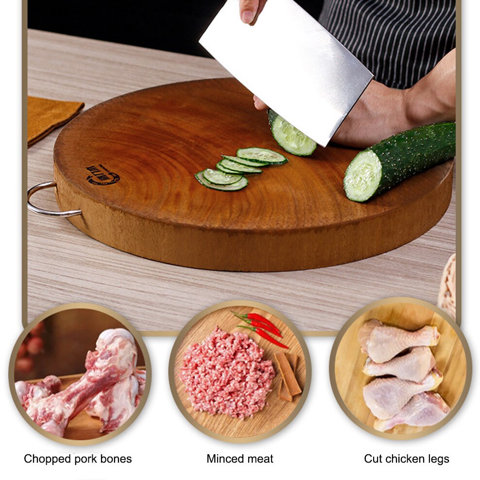 Shield Knife Wooden Chopping Board Whole Wood Cutting Board For Home Kitchen Round Thick Double-Sided Large Cutting Board