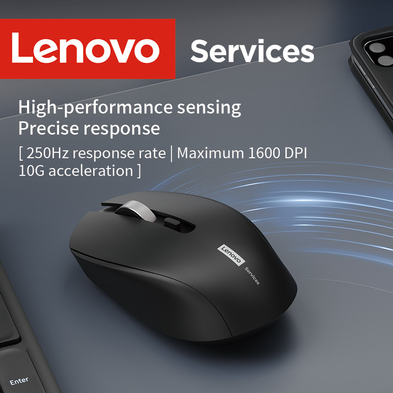 Lenovo kabellos Maus Geschäft Sekretariat Leise Maus Ergonomisches , kompatibel mit mehreren Plattformen, 2,4-g-Verbindung, 1,5-V-Trockenbatterie-Stromversorgung, Produkt inklusive Batterien