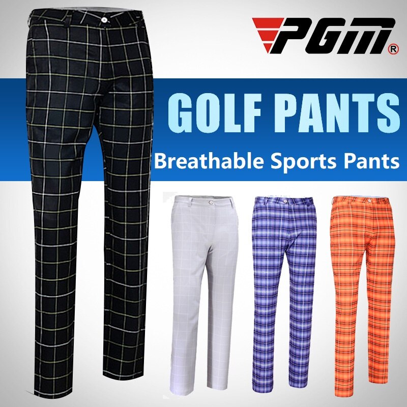 Pgm golfbyxor herr sommarrutiga elastiska byxor ultratunna slimmade sportbyxor rak golfdräkt som andas