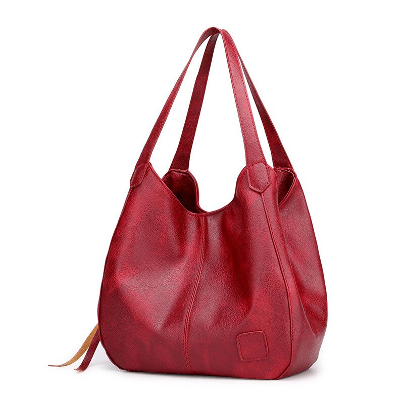 Jahrgang Womens Hand taschen Luxus Handtaschen Frauen Schulter Taschen Weibliche oben-griff Taschen Handtaschen: wein rot