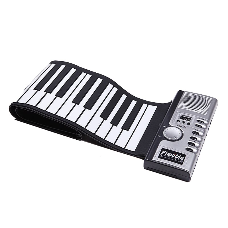 Piano portátil 61 teclas teclado electrónico Pianos inteligente plegable de silicona enrollable Piano instrumento principiante chico: Default Title