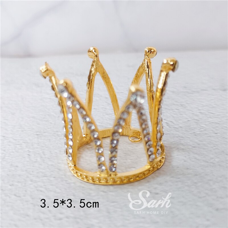 Crown Swan Gold Feather Cake Topper Hollow Star Birthday Party Decoration for Baby Shower Baking Supplies Anniversary Sweet: Mini crown