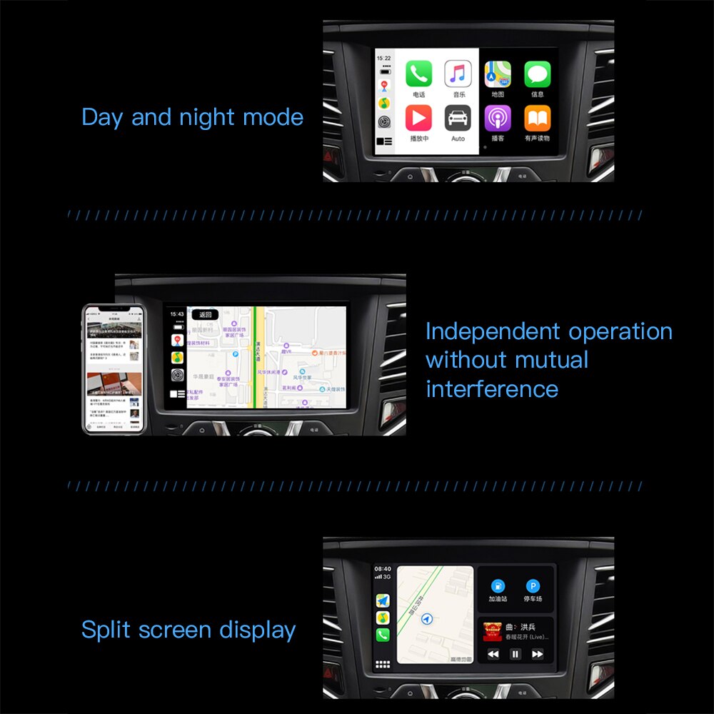 Android Car Navigation iPhone USB Carplay Module Bluetooth Connection Smartphones Projection Carplay Case Multimedia Player