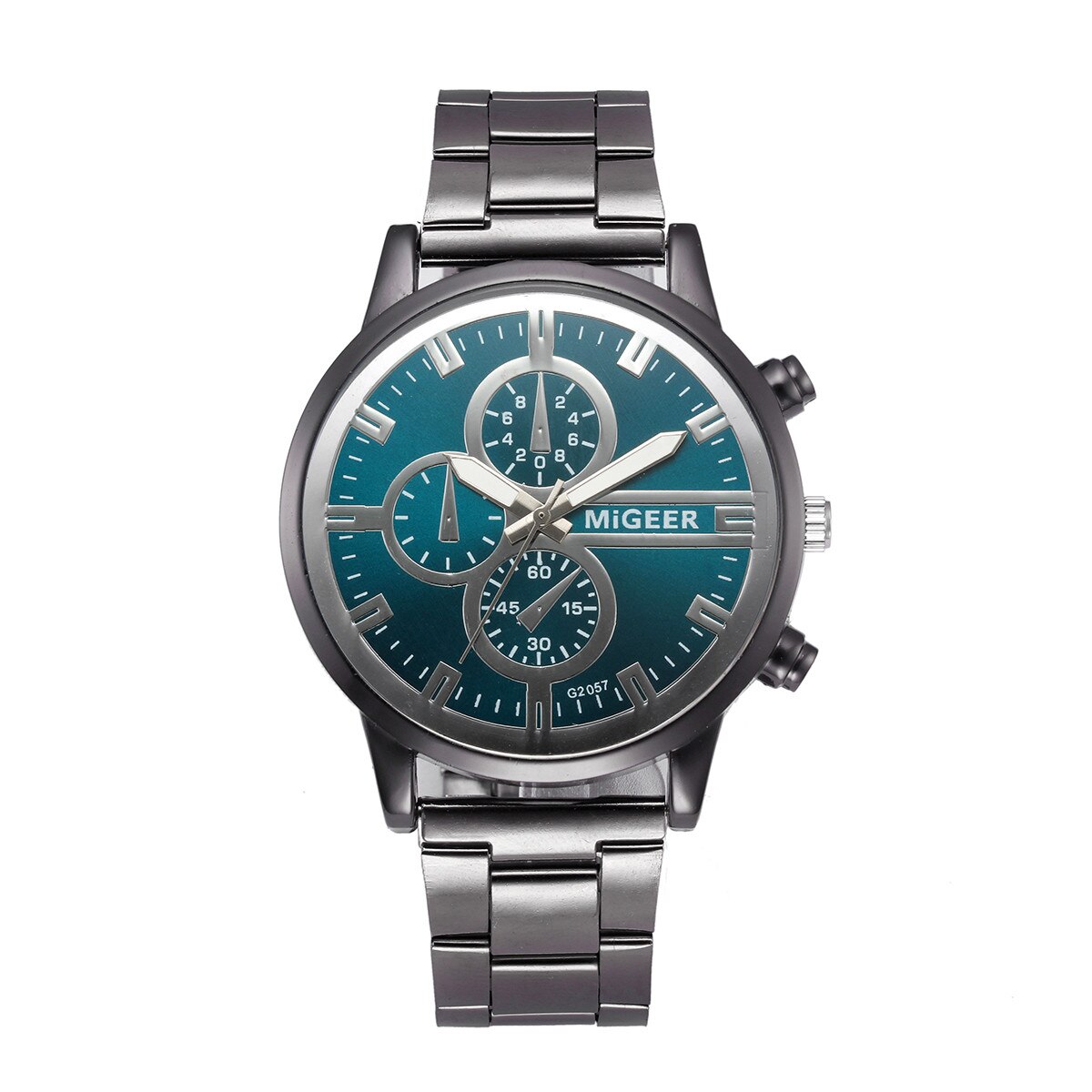 Часы Mode Luxe Heren Horloge Crystal Rvs Analoge Quartz Horloge Mannen Business Relogio Masculino Reloj: Green 