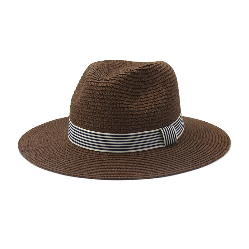Straw Hat Women Summer Sun Beach Panama Wide Brim Ribbon UV Protection Outdoor Accessory: coffee