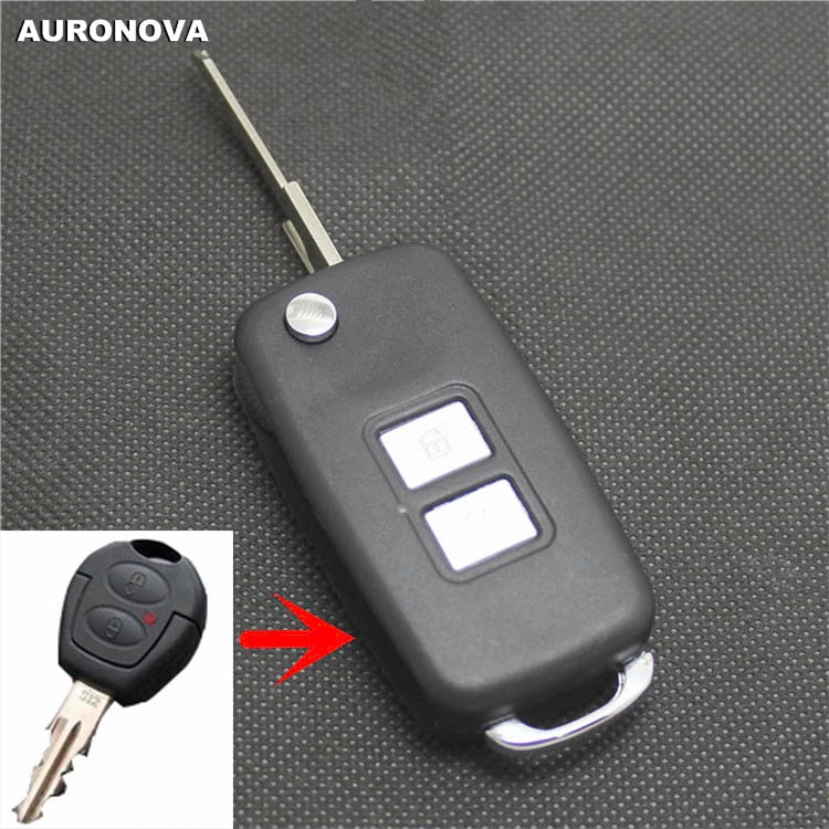 Auronova Voor Chery Qq Vw Jetta Flip Folding Key 2 Knoppen Gewijzigd Autosleutel Shell Case