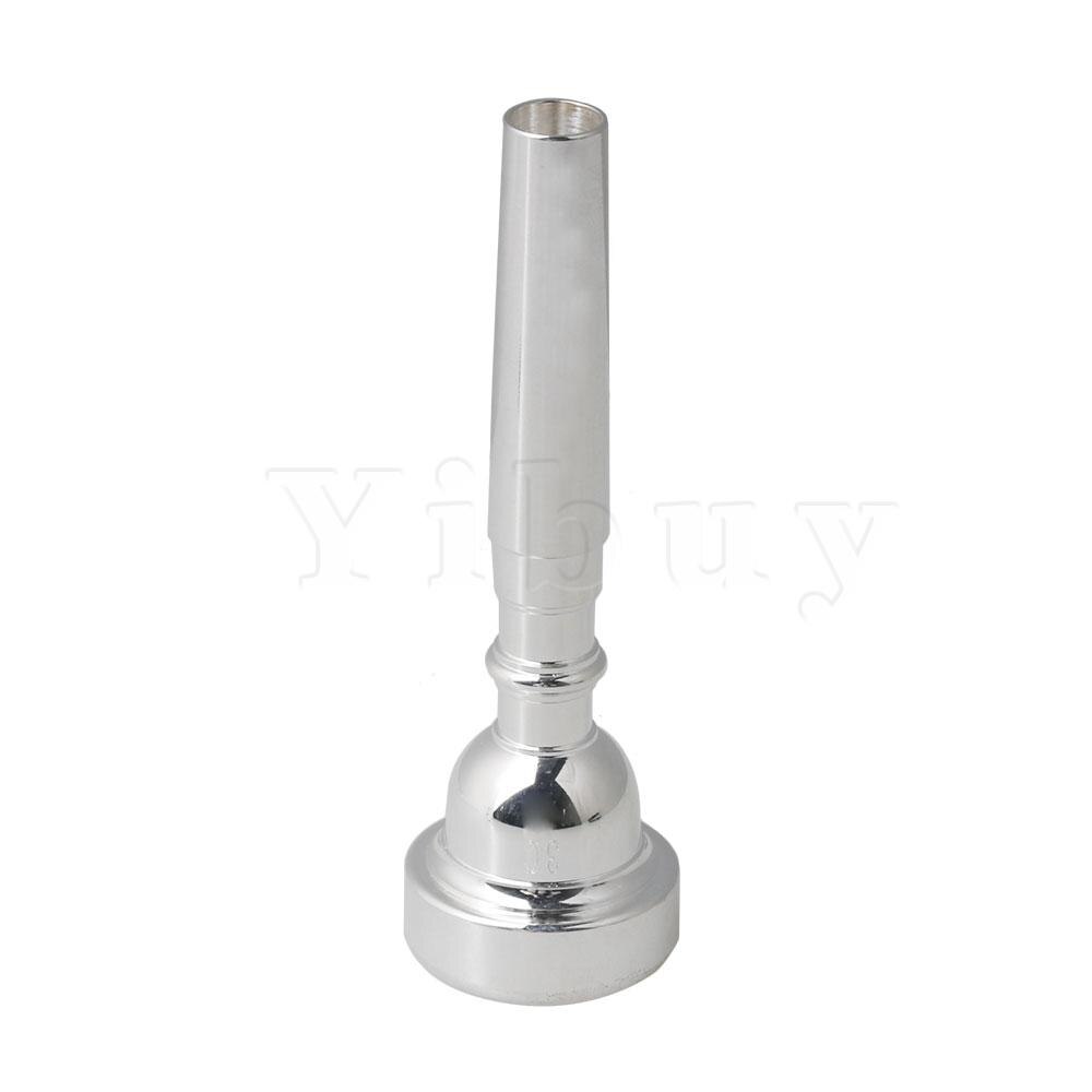 Yibuy 3C Silver Brass Trumpet Mouthpiece B Flat for Beginner Advanced Players: Default Title