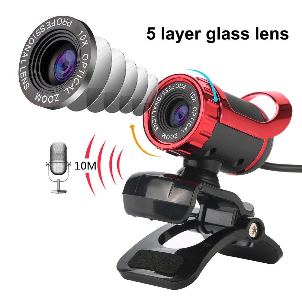 12 Megapixels Hd Webcam Usb 2.0 Camera Webcam 360 Graden Mic Clip-On Voor Desktop Skype Computer Pc laptop Ingebouwde Microfoon