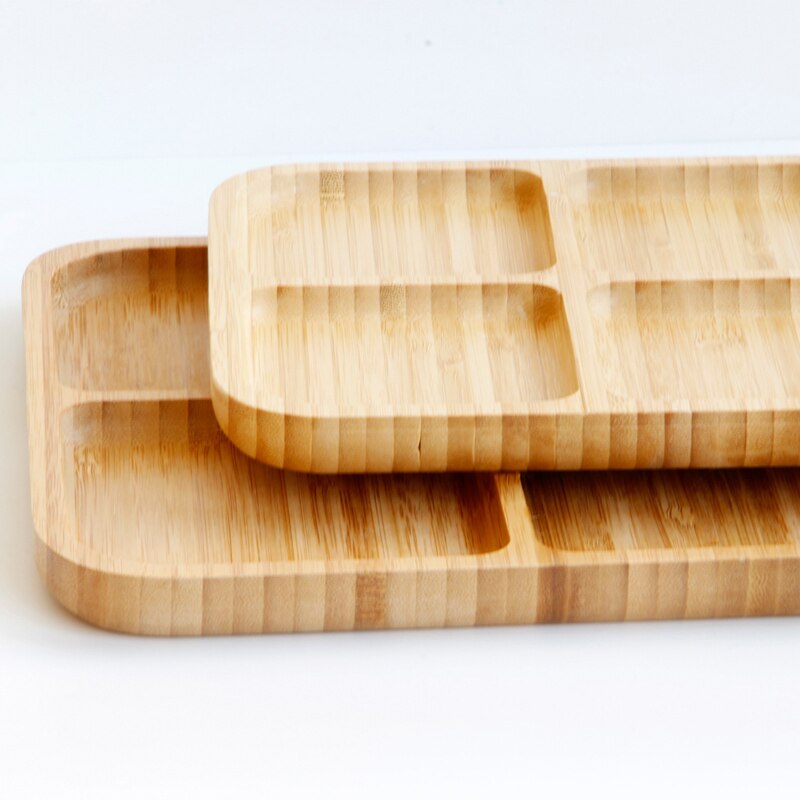 4 grid bamboo snack tray fruit bread tray tray storage box shelf tea tray kitchen party supplies WF9174
