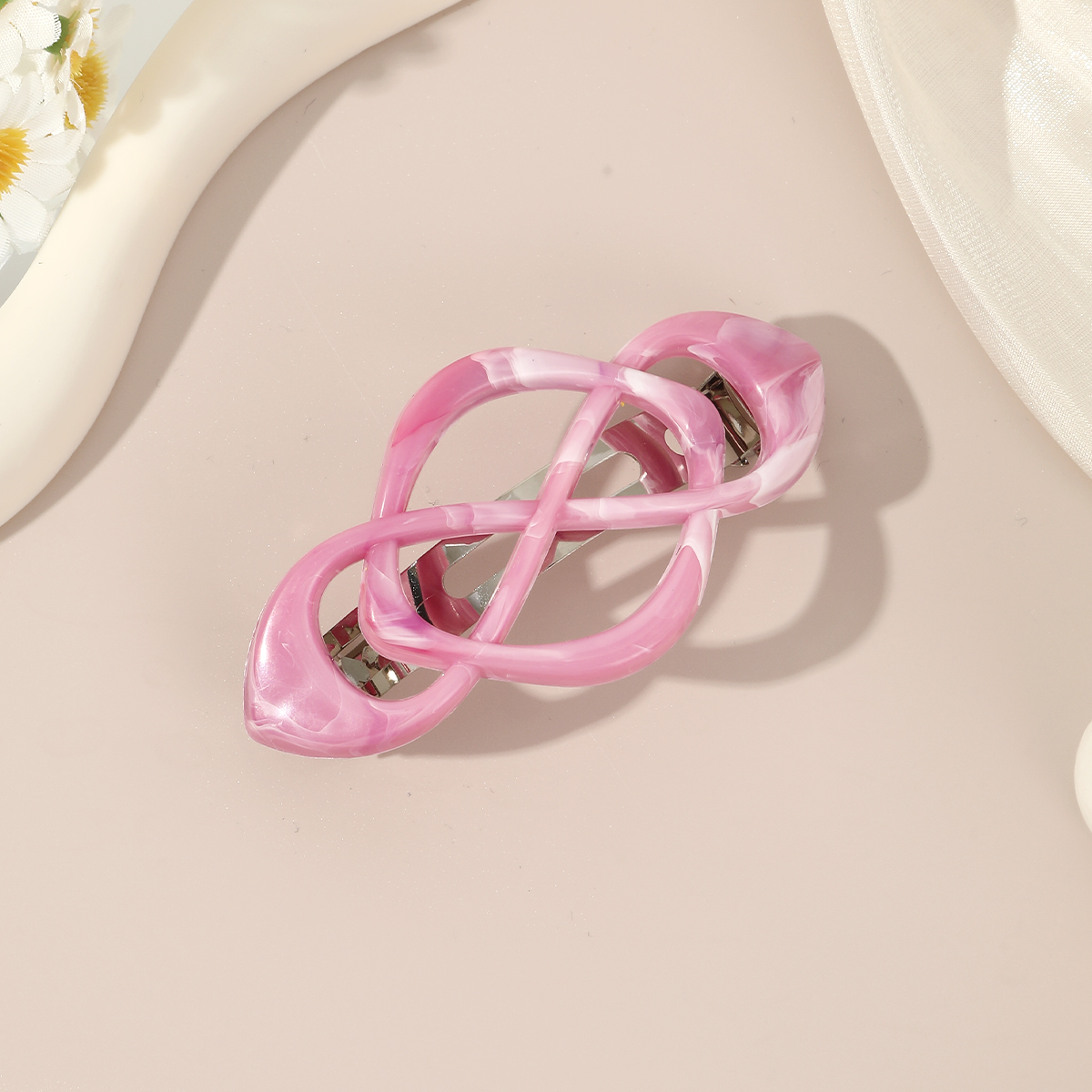 1pc Colorful Spring Hair Clip Hollow Ponytail Holder Hairgrip Barrettes Hairpin Women Girl Cute Hair Accessories: GRAY