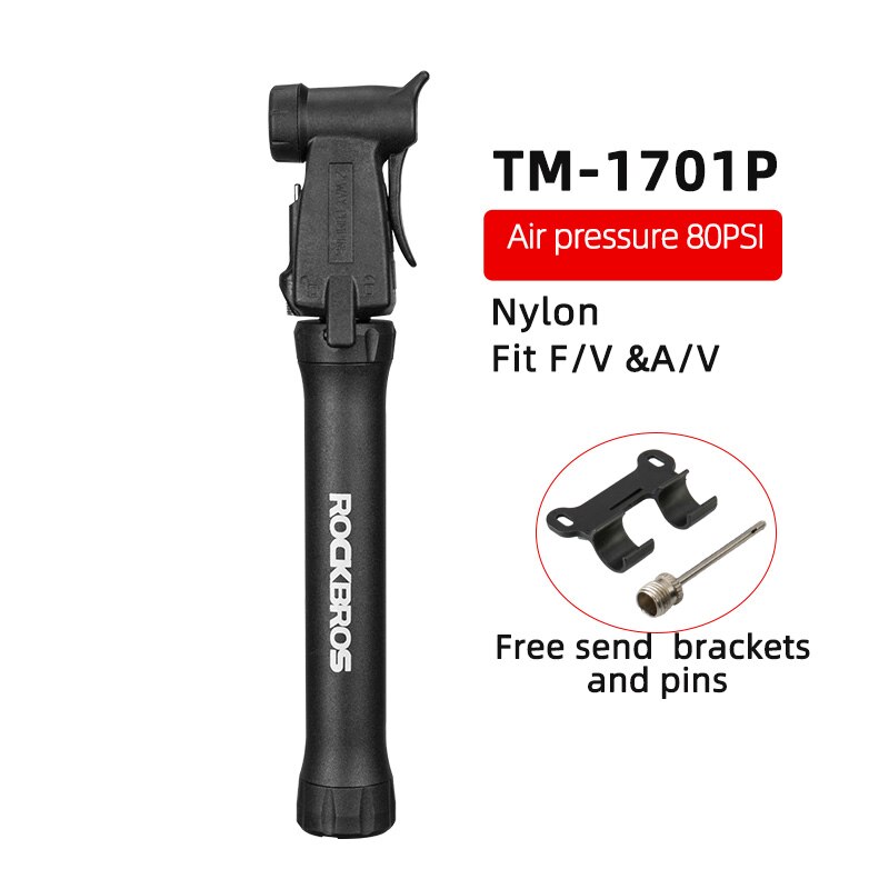 Rockbros mini fietspompen draagbare mtb fiets aluminiumlegering fietspomp geschikt voor presta & schrader ventiel fietsaccessoires: Tm -1701p