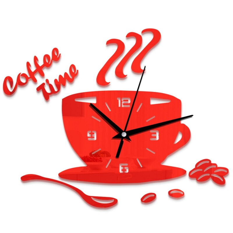 DIY acrylic mirror wall clock simple home decoration mute coffee cup quartz clock Coffee cup wall clock: ZD0181R