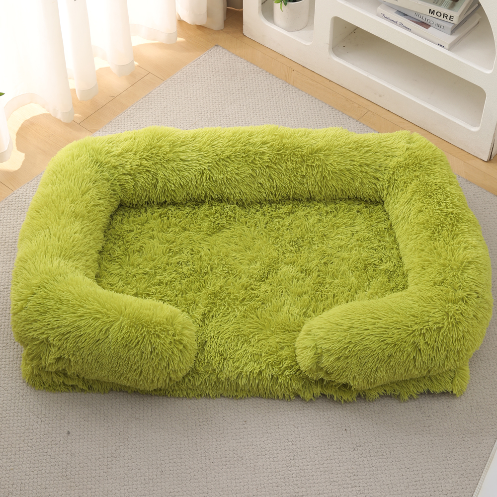 Winter Thickened Washable Removable Plush Fluffy Pet Bed for Large Medium Dogs Cats, Rectangular & Square Dog Bed Mat Cushion