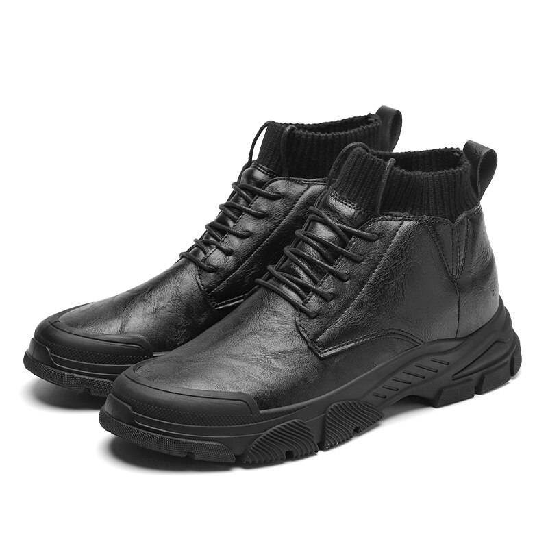 High-top plus cashmere men's shoes leather shoes comfortable and warm men's casual shoes outdoor men's sports shoes