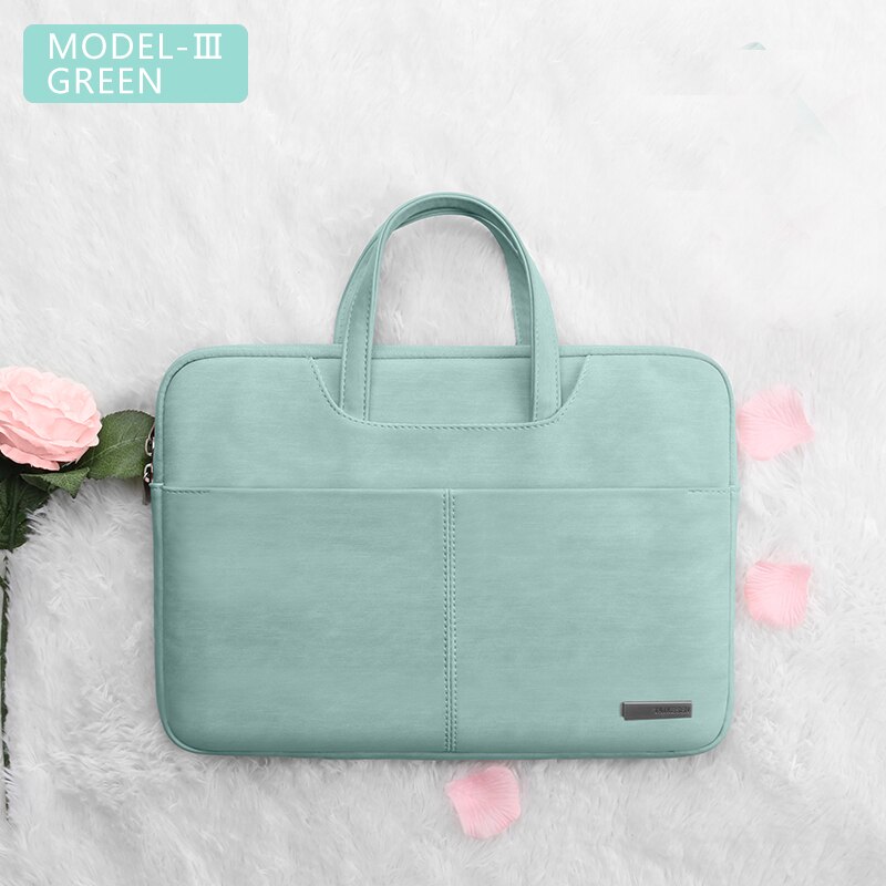 Laptop Tasche 13,3 15,6 14 zoll Wasserdichte Notebook Tasche Für Macbook Fall M1 Air Pro 13 15 Huawei Schulter handtasche Aktentasche: GREEN 3