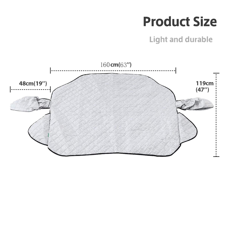 63 tommer  x 47 tommer bilrude snedække med spejl snedæksler for at beskytte forruden og spejlet mod sne, is og frost f
