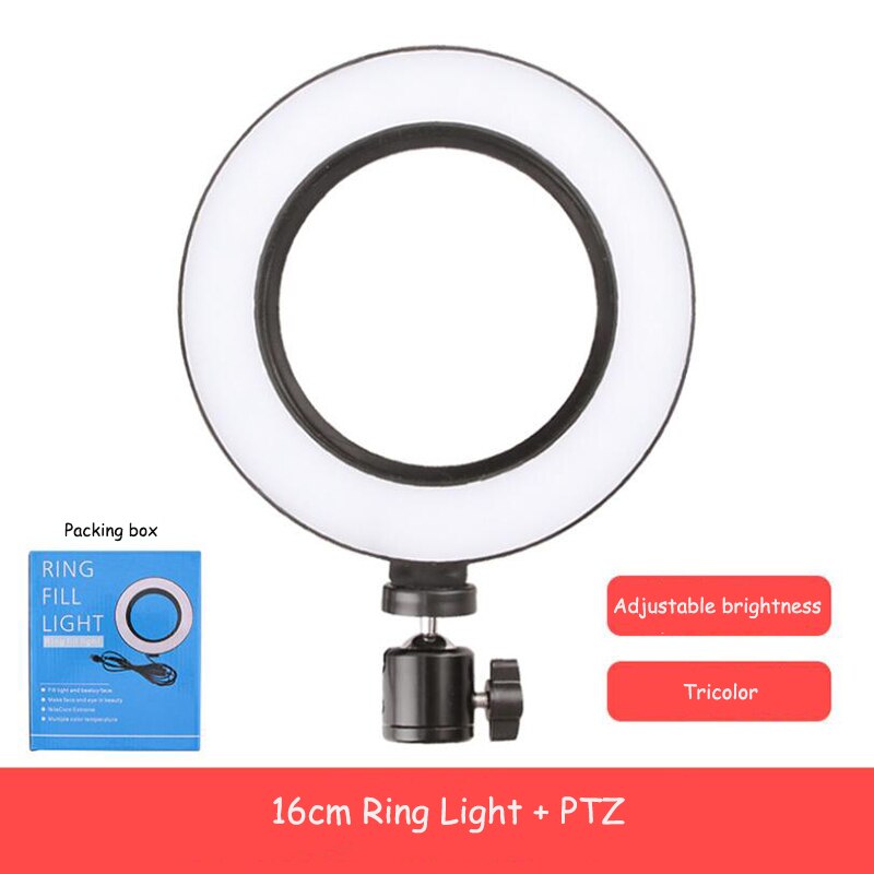 16cm 6 Inch LED Ring Light USB Powered Photo Bright Skin Selfie Photography Adjustable Brightness Fill Light