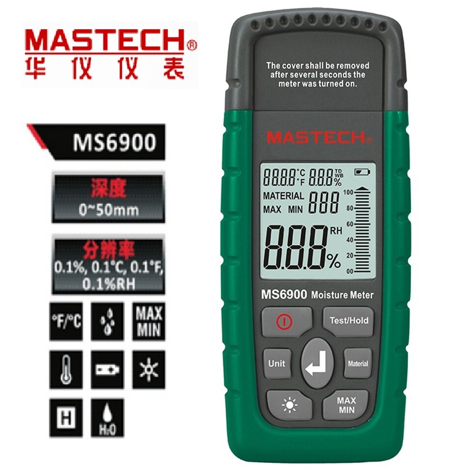 Mastech  ms6900 higrometer digital fuktighetsmåler tre / trelast / betongbygg