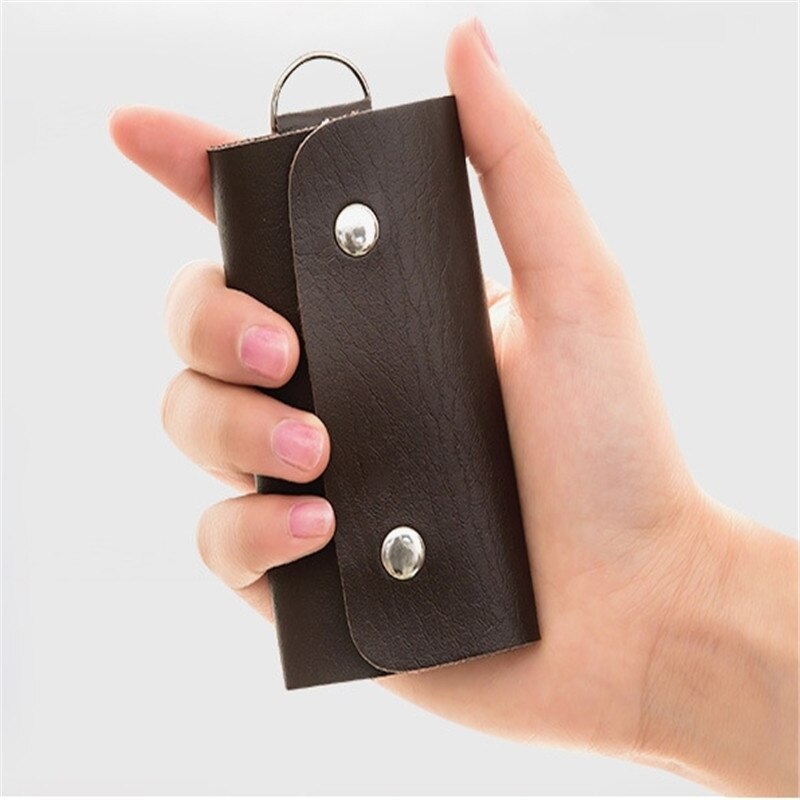 Effen Kleur Vrouwen Mannen Unisex Pu Lederen Sleutelhouder Autosleutel Portefeuilles Huishoudster Keys Organizer Key Case 3149