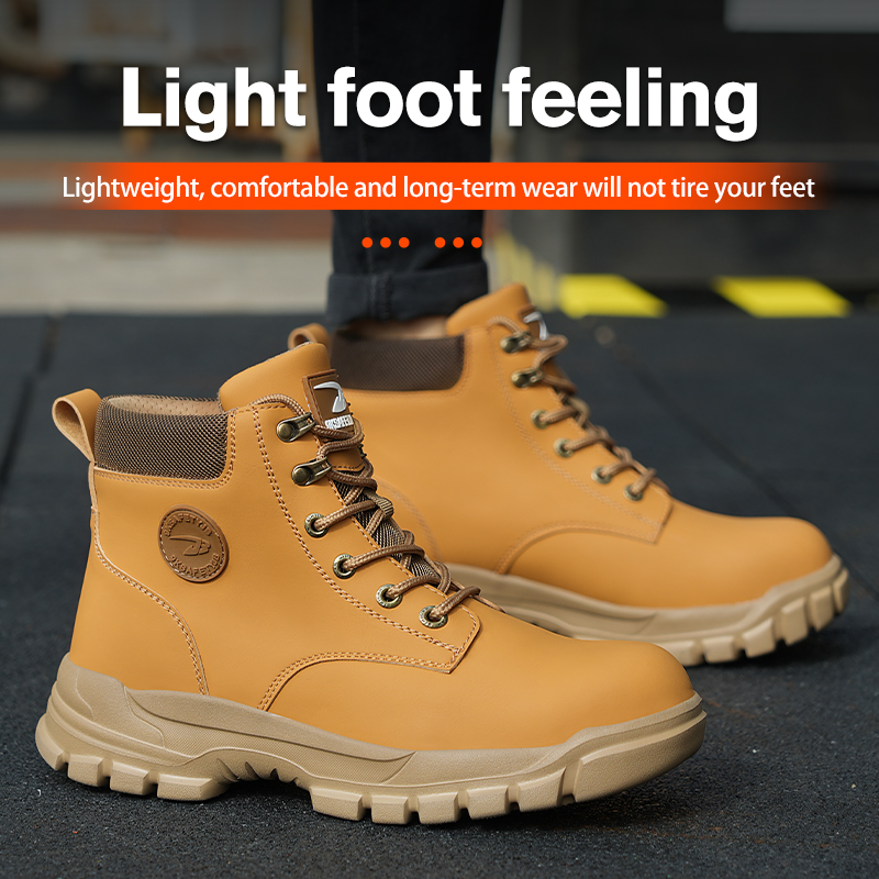 Botas de seguridad cómodas y impermeables para el trabajo, botas protectoras de cuero, zapatos industriales antigolpes y antipinchazos