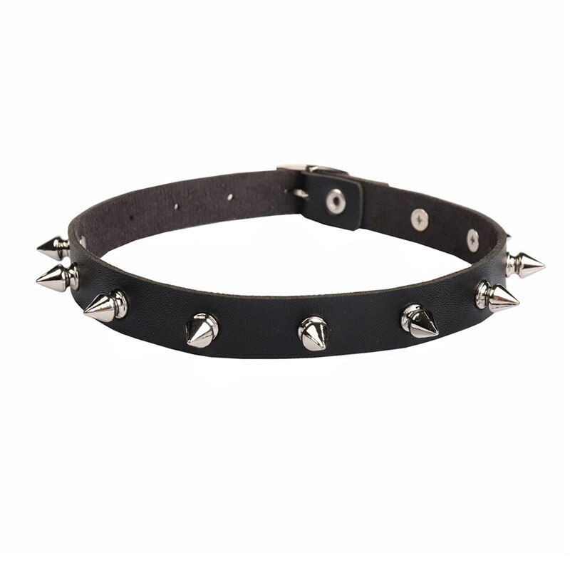 Emo Spike girocollo Punk collare donna donna uomo rivetti con borchie in pelle nera collana girocollo gioielli gotici accessori gotici