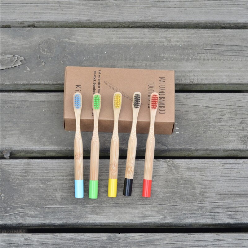 5pcs Childrens Bamboo Toothbrush Kids Soft Bristle Wooden Tooth Brush Natural Bamboo Oral Care Eco Friendly Travel Tooth Brush