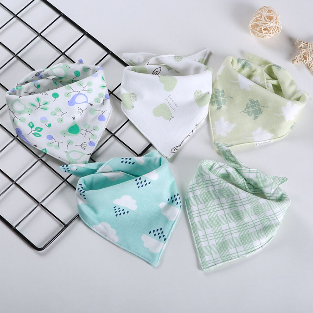 5 Stks/partij Slabbers Driehoek Dubbele Katoen Slabbetjes Cartoon Print Speeksel Handdoek Baby Jongens Meisjes Voeden Schort Katoen Bandana Slabbetjes: 3