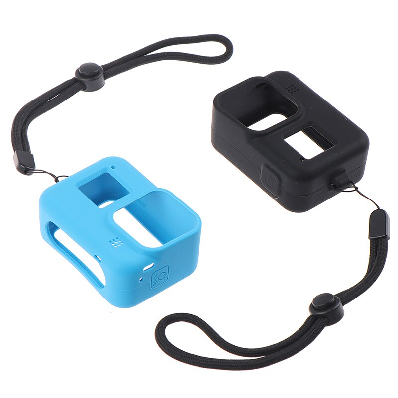 Siliconen hoesje voor gopro hero 8 zwart/blauw beschermfolie lensbehuizing voor gopro 8 accessoires