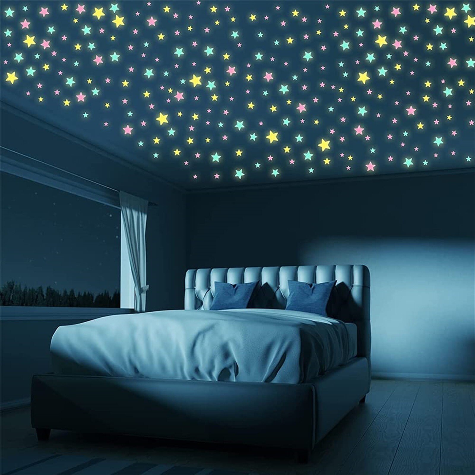 100 Pcs Kleurrijke Glow In The Dark Lichtgevende Sterren Fluorescerende Noctilucent Plastic Muurstickers Muurschilderingen Decals Voor Thuis Art Decor