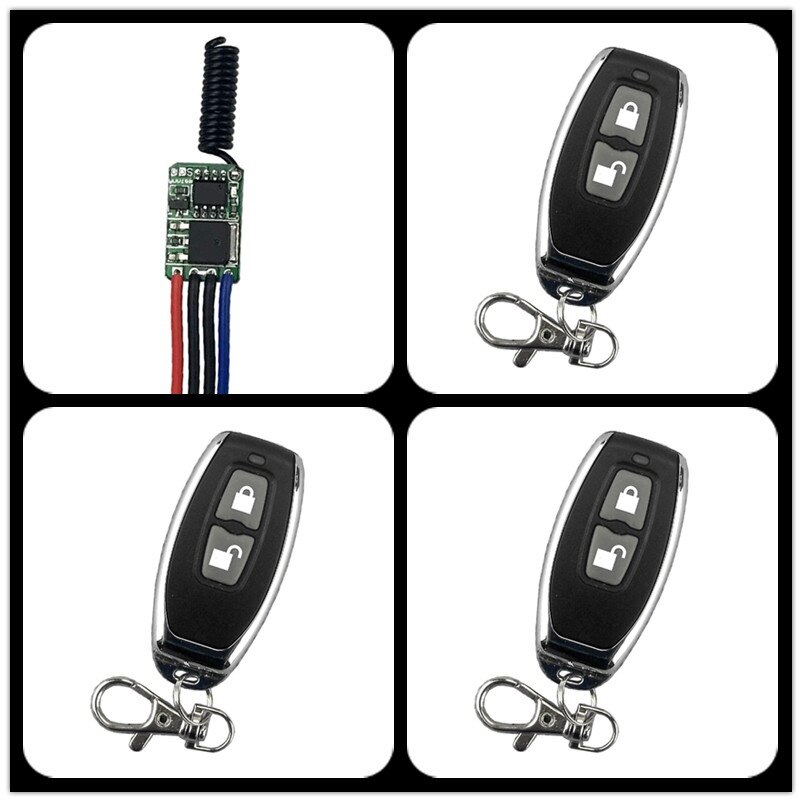 Anntem dc3.5V7v 9 v 12 v RF télécommande sans fil 433 mhz Lithium batterie prise de courant on/off Mini petit commutateur Module contrôleur: 3 drag 1