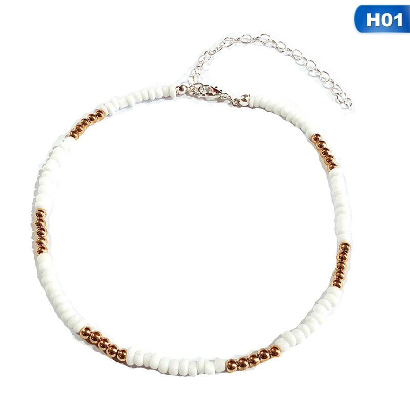 1Pcs Böhmen Kleine Perlen Halsketten Für Frauen Boho Kurze Halsband Charme Boho Halskette Cool Hals Schmuck: H01