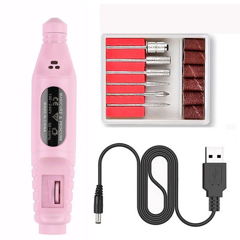 Elektrische Nail Pen Polijstmachine Tool Kit Verstelbare Snelheid Richting Nail Boor Set Met Usb Manicure Power Gereedschap Levert: B