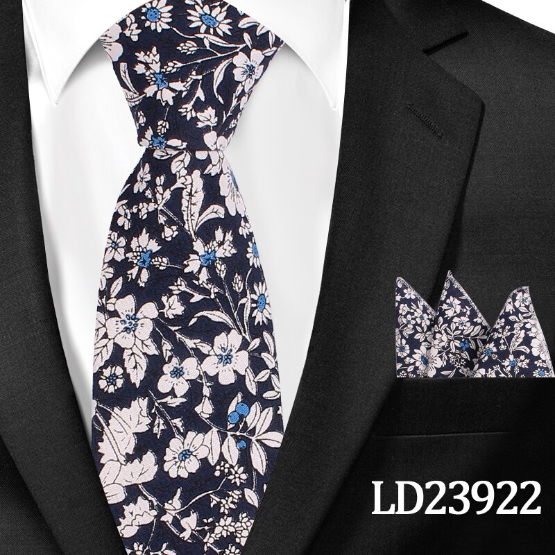 Neue lässig Blumen Baumwolle Krawatten Und Tasche Platz setzt Blume Drucken Dünne Krawatte Für Männer Mens Hals Binden Krawatte 6cm Dünne Krawatten: LD23922