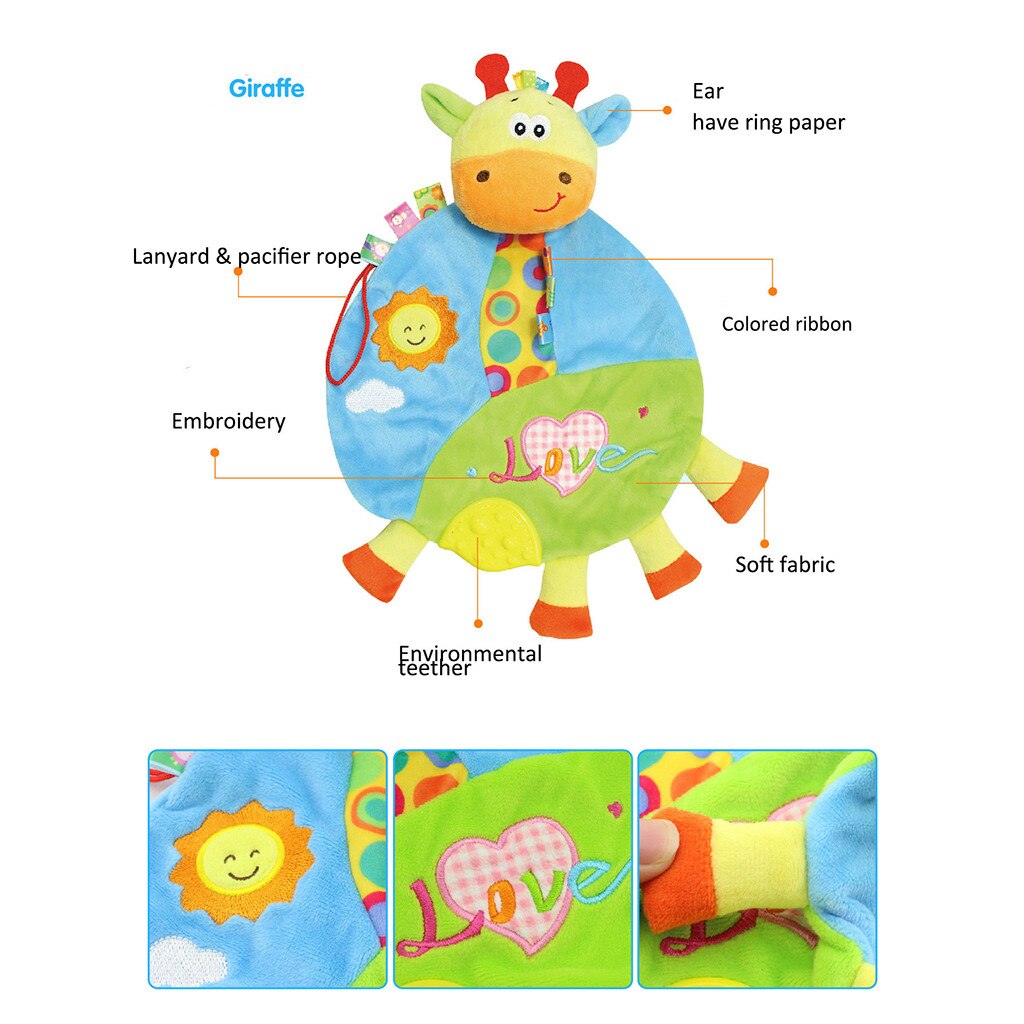 Appena nato Del bambino Sonagli Massaggiagengive Giocattoli Carino leone Animale Campana Telo di Stoffa Libro Bambini di Apprendimento Precoce Giocattoli Educativi Regalo Di Natale: giraffa