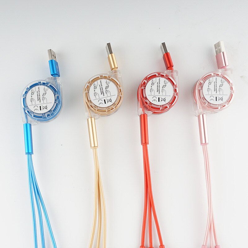 3 w 1 Multi USB chowany kabel ładowarki dla iPhone USB typ C android mikro linia