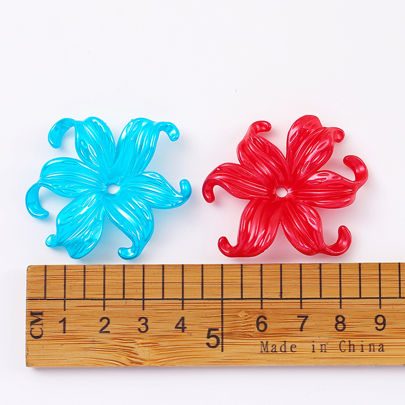 42X44Mm 20 Stuks Imitatie Parel Acryl Iris Bloemen Weven Bloemblad Bloemhouder Haar Accessoire Materiaal Oceaan Bloem Losse Kralen