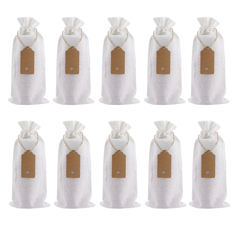 HRX Package 12 stuks jute wijnzakken, jute jute fles geschenkzakken met trekkoord voor vakantie geven blinde smaak feest (grijs