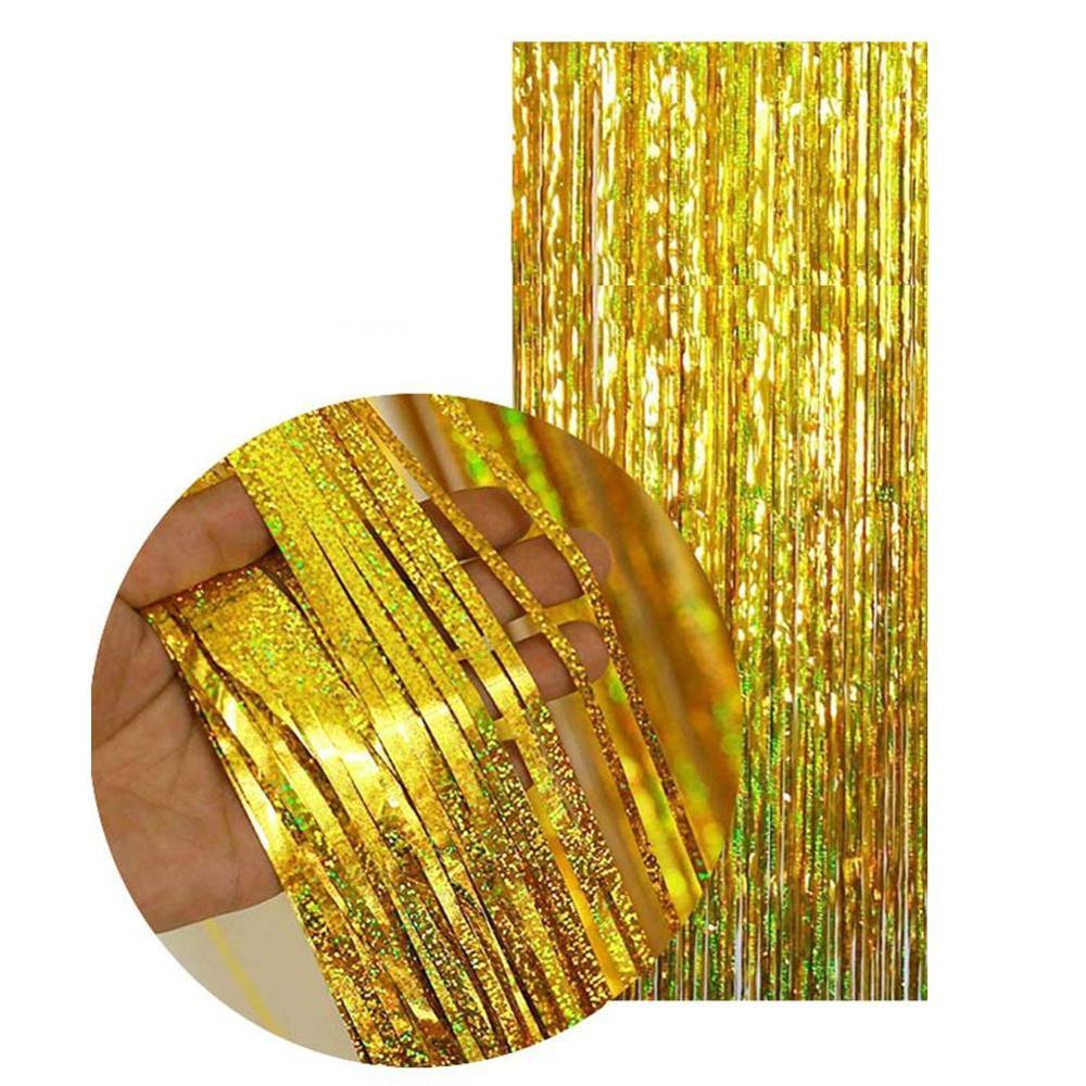 AILEXI 3 Pack 3ft* 8ft Feestbenodigdheden Folie Fringe Shimmer Gordijnen, Feest Decoratie Deur Raam Streamers of Muur Achtergrond Tinsels - Rood Wit Blauw