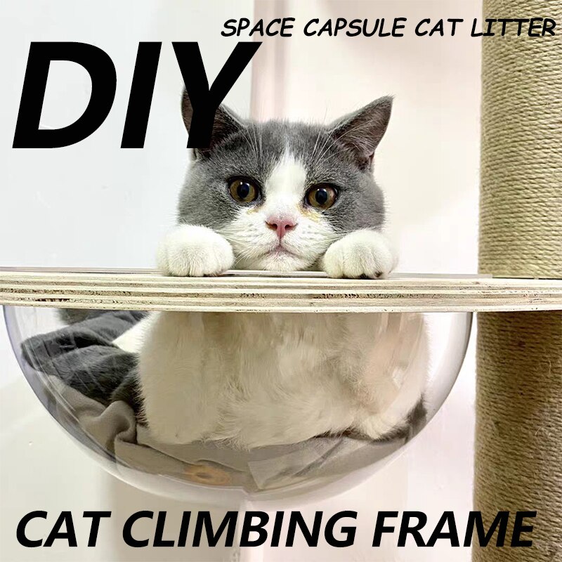 Transparent Cat Hammock Cat Tree Tower Condo Accessories DIY Cat Climbing Frame Homemade Cats Frame Post Acrylic Cat Litter