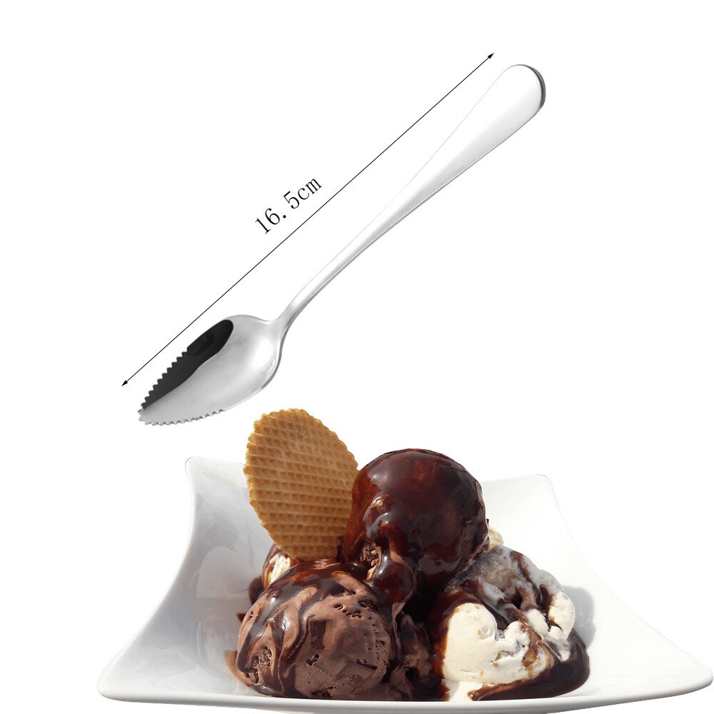 Cucchiaio di pompelmo in acciaio inossidabile spesso gelato dolce notizia in anticipo bordo seghettato frutta caffè mescolando cucchiai cucchiaino utensile da cucina