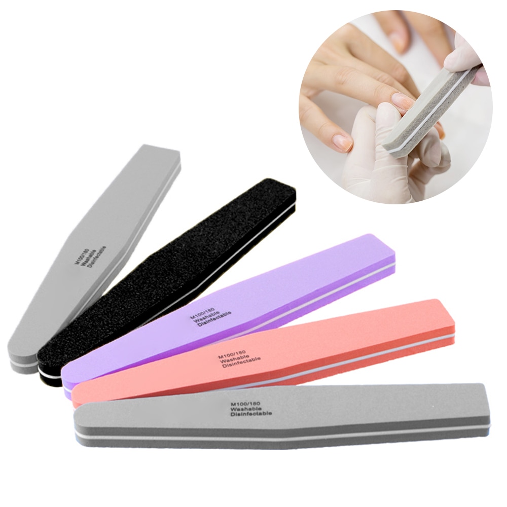 10 Stuks Nail File Buffer Double Side Wasbare Polish Spons Board 100/180 Trimmer Lime Buffer Nail Art Polijsten Manicure Gereedschap