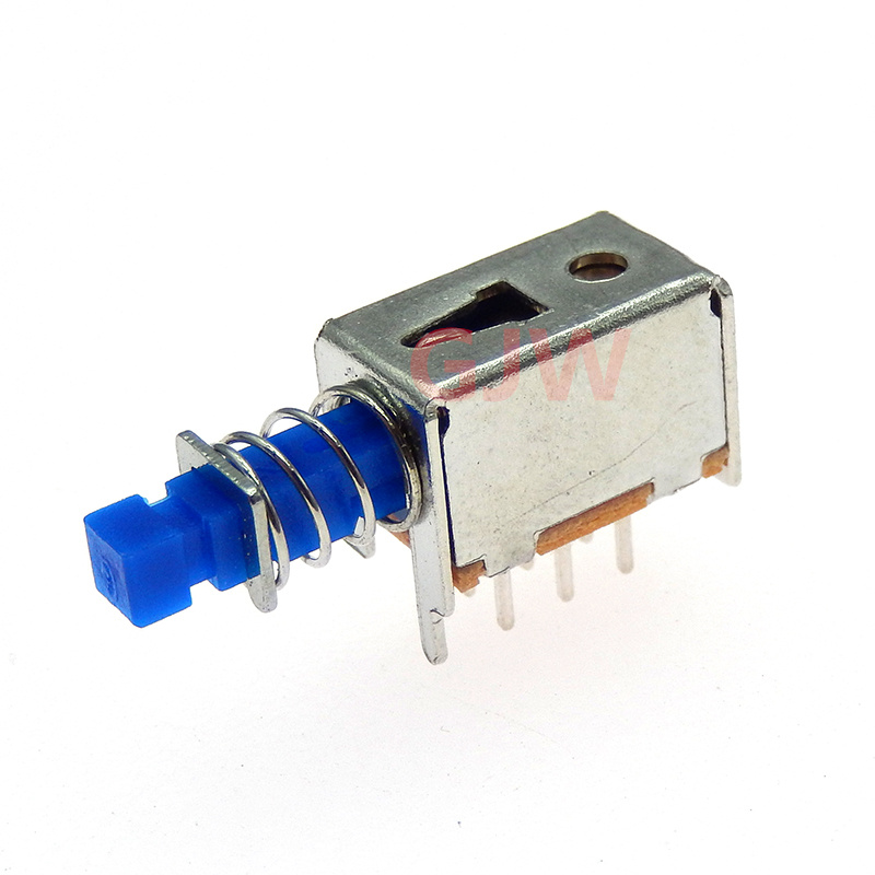 10 pièces PS-22E05 6 broches bleu A03 interrupteur à clé droite bouton-poussoir avec autobloquant