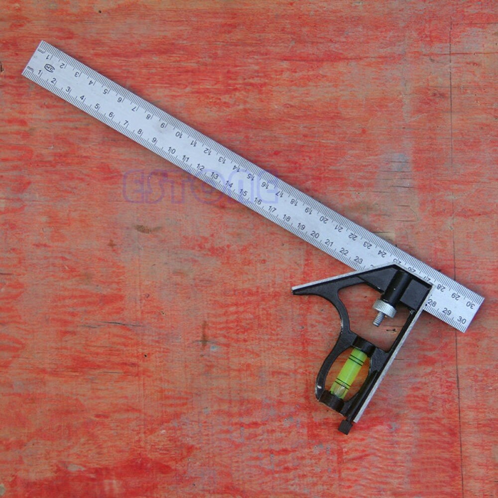 300mm(12") Adjustable Engineers Combination Try Square Set Right Angle Ruler