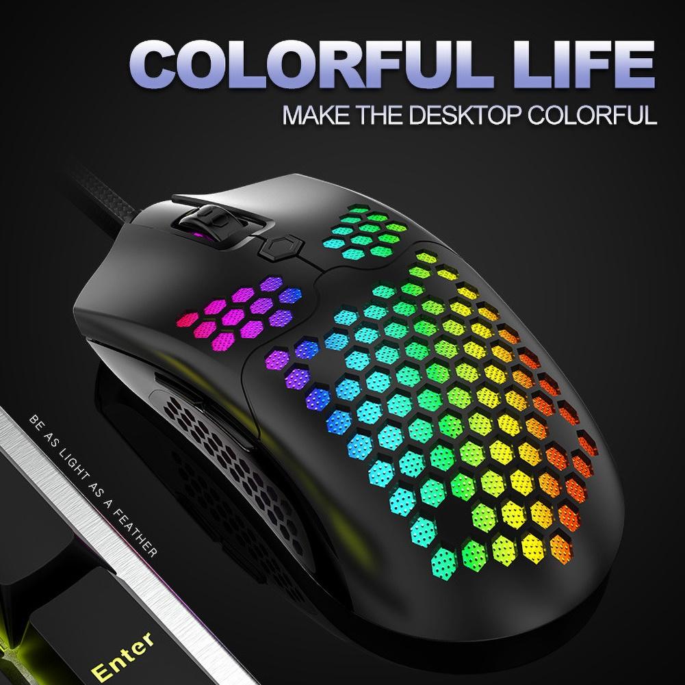 M5 Hollow Out Rgb Lights 16000Dpi 7 Knoppen Wired Gaming Mouse Voor Pc Computer Ergonomische Wired Hollow-Out Kleurrijke Verlichting